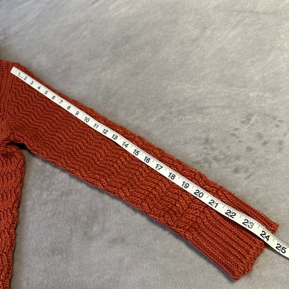 Cable Knit Sweater Women's Small Orange Zip-up WindRiver Fisherman Rory Taylor - Picture 4 of 9